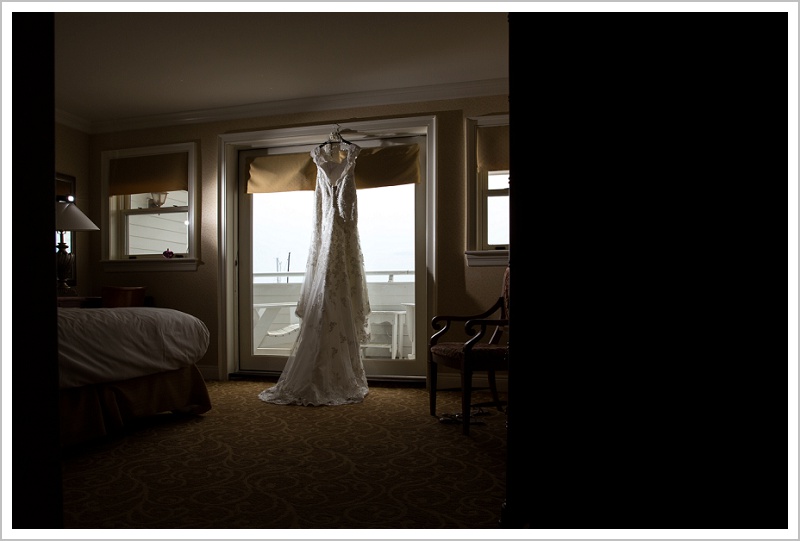 Dress hanging | Wentworth by the Sea wedding New Hampshire LAD Photography