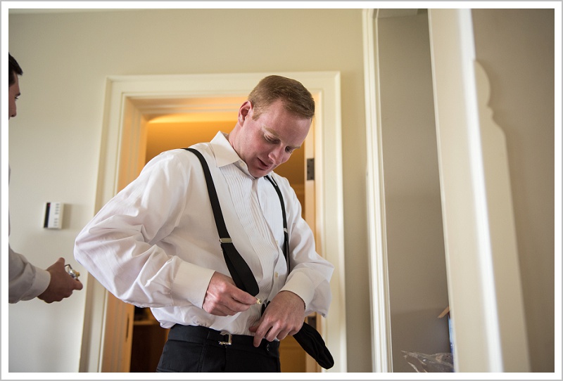 Groom and his suspenders | Wentworth by the Sea wedding New Hampshire LAD Photography