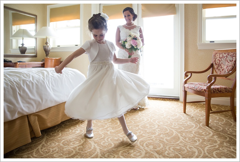 Flower girl twirl | Wentworth by the Sea wedding New Hampshire LAD Photography