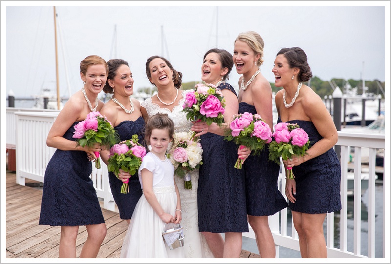 Flower girl with bride and bridesmaids | Wentworth by the Sea wedding New Hampshire LAD Photography