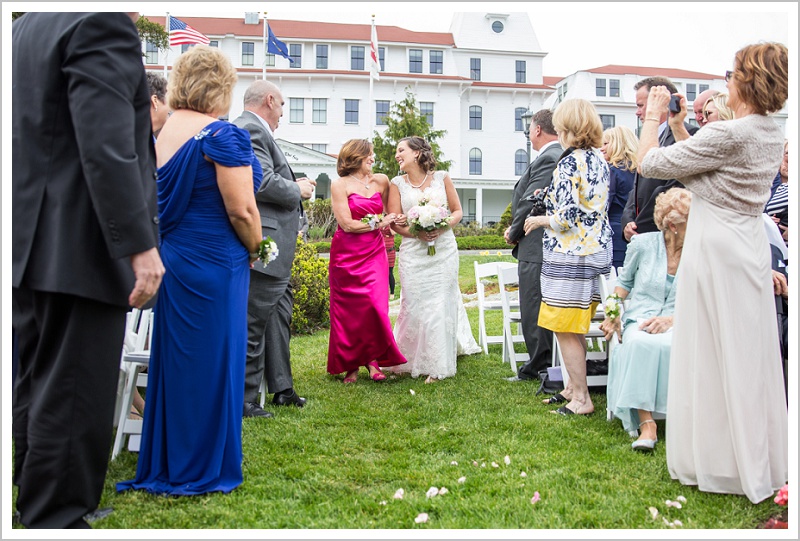 Mom walks Bride down the isle | Wentworth by the Sea wedding New Hampshire LAD Photography