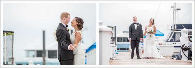 Bride and Groom on the docks | Wentworth by the Sea wedding New Hampshire LAD Photography