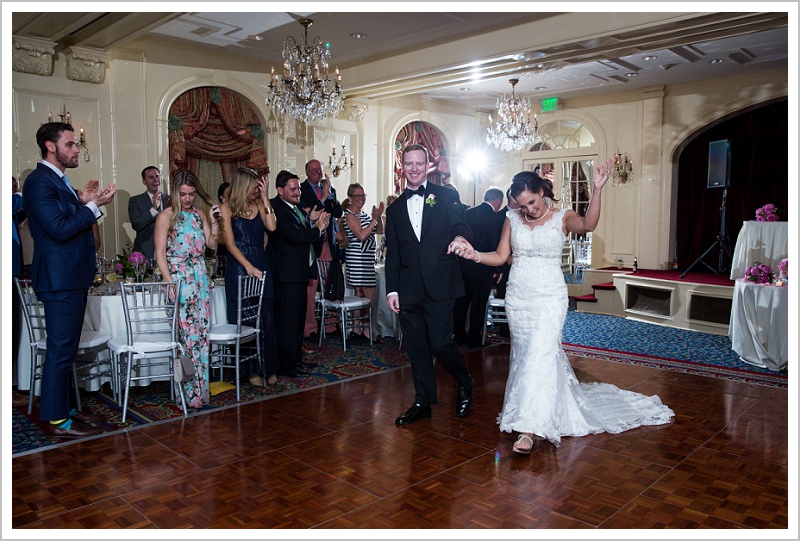 Reception Entrance Bride and Groom | Wentworth by the Sea wedding New Hampshire LAD Photography