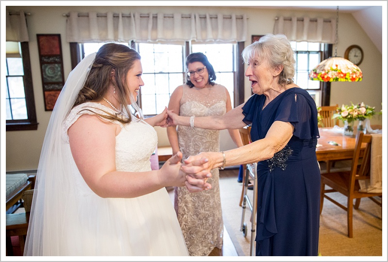 Grandmother's reaction - Jason and Angela's Hardy Farm Wedding in Fryeburg Maine