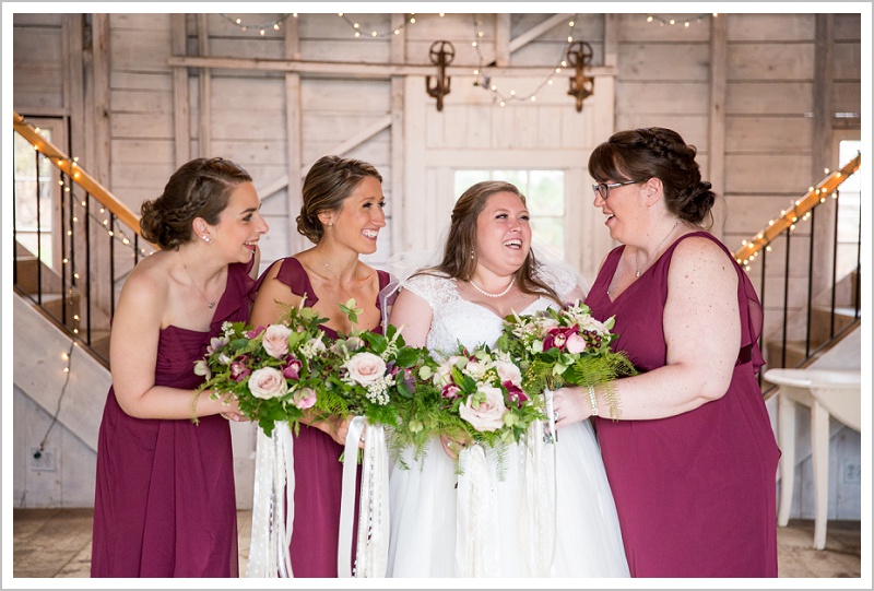 Bride and Bridesmaids - Jason and Angela's Hardy Farm Wedding in Fryeburg Maine