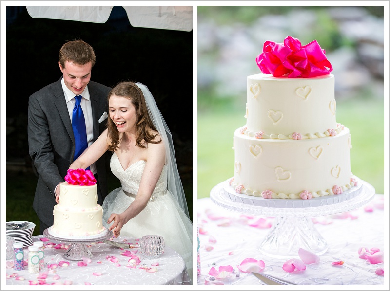 Tim and Marisa cutting the cake at the Mooring Bed and Breakfast - LAD Photography