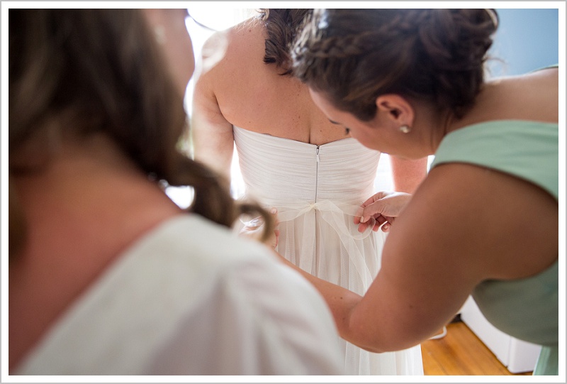 Finishing the dress - Laura + Steve's York Harbor Inn Wedding | LAD Photography