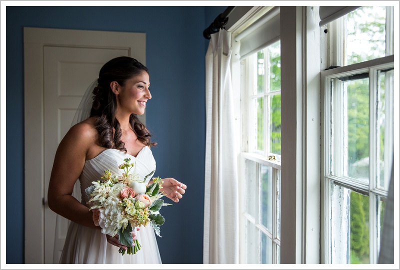 Bride by window - Laura + Steve's York Harbor Inn Wedding | LAD Photography