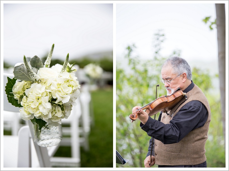 Floral details and violinist - Laura + Steve's York Harbor Inn Wedding | LAD Photography