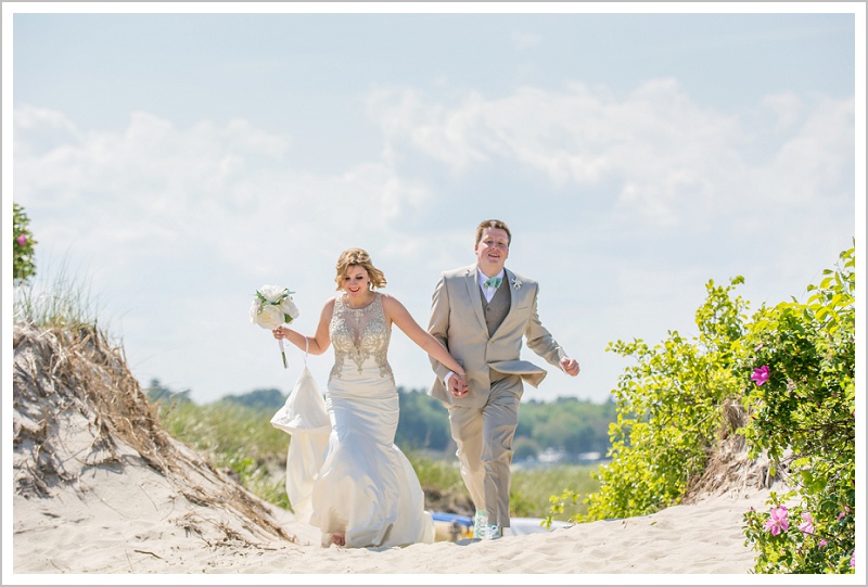 Running in the sand | Joseph and Breanne's Village by the Sea Wedding