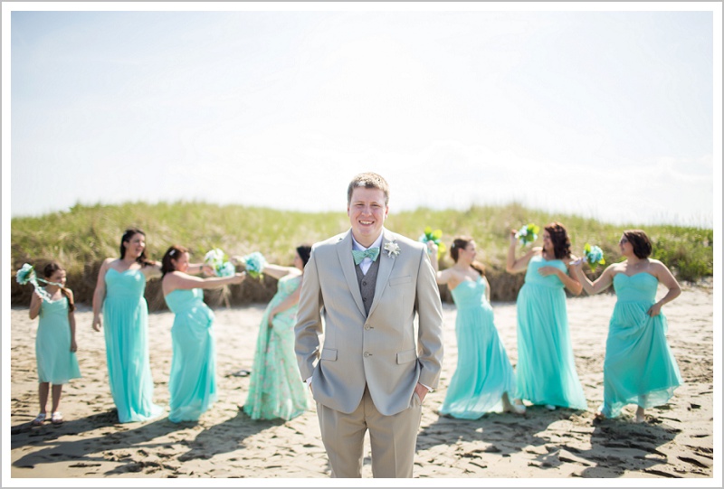 Groom and bridesmaids | Joseph and Breanne's Village by the Sea Wedding