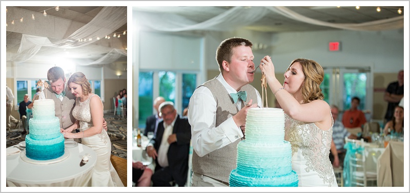 Cake cutting | Joseph and Breanne's Village by the Sea Wedding