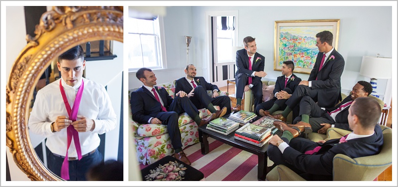 Groom getting ready and with groomsmen - Adam & Ali's Wedding at The Barn at Walnut Hill | LAD Photography