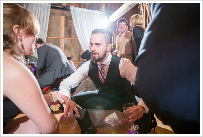 Dancing, drink in hand - Adam & Ali's Wedding at The Barn at Walnut Hill | LAD Photography