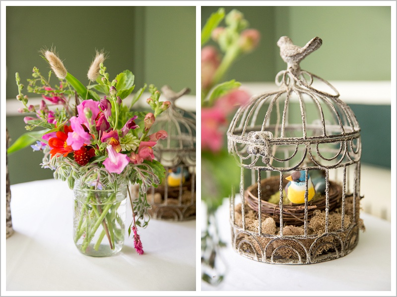 Tyler + Leanne Wedding at Stone Mountain Arts Center - Flowers and Birdcage details