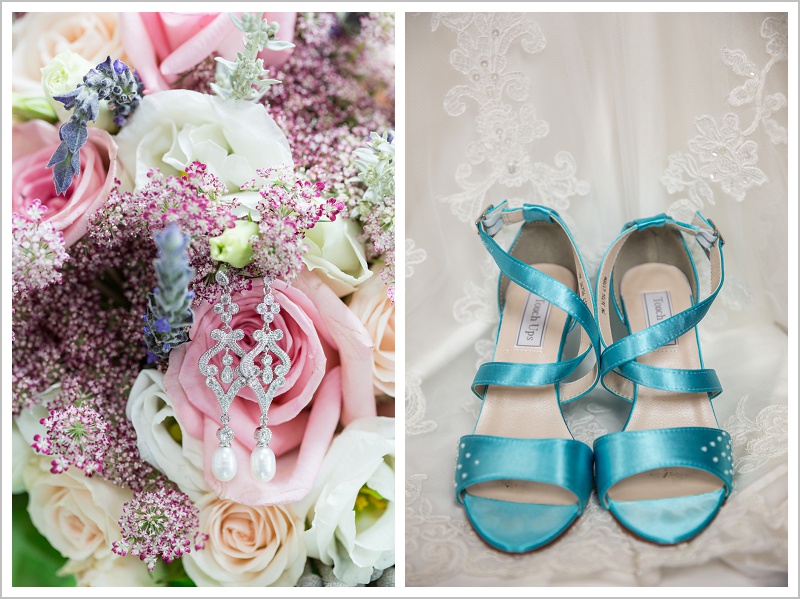 Robert and Morgan's Pemaquid Point Wedding - Bouquet and shoes - LAD Photography