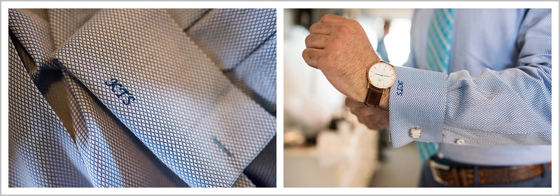 Robert and Morgan's Pemaquid Point Wedding - Monogrammed shirt - LAD Photography