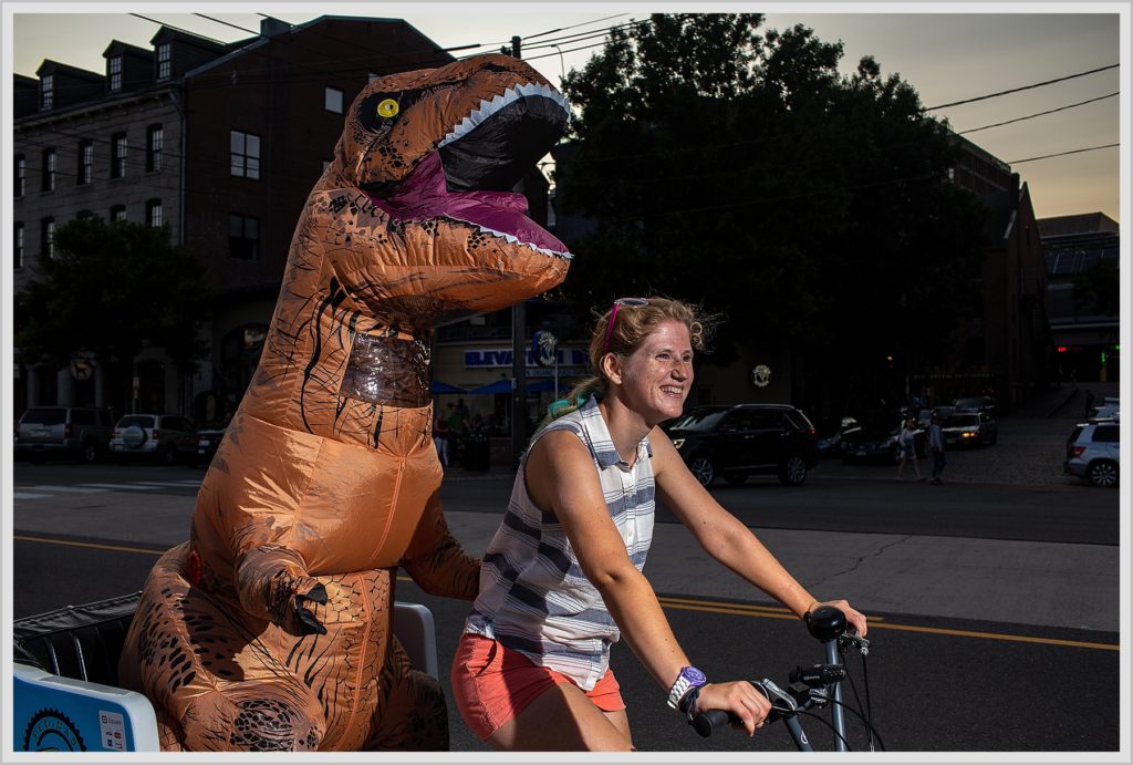 T-Rex in Portland Maine in pedicab