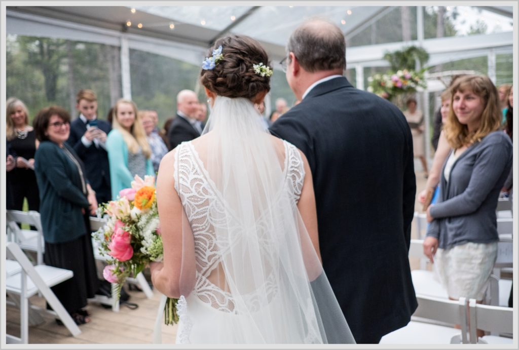 Katie and James' Hidden Pond Wedding | bride's father walks her down the isle