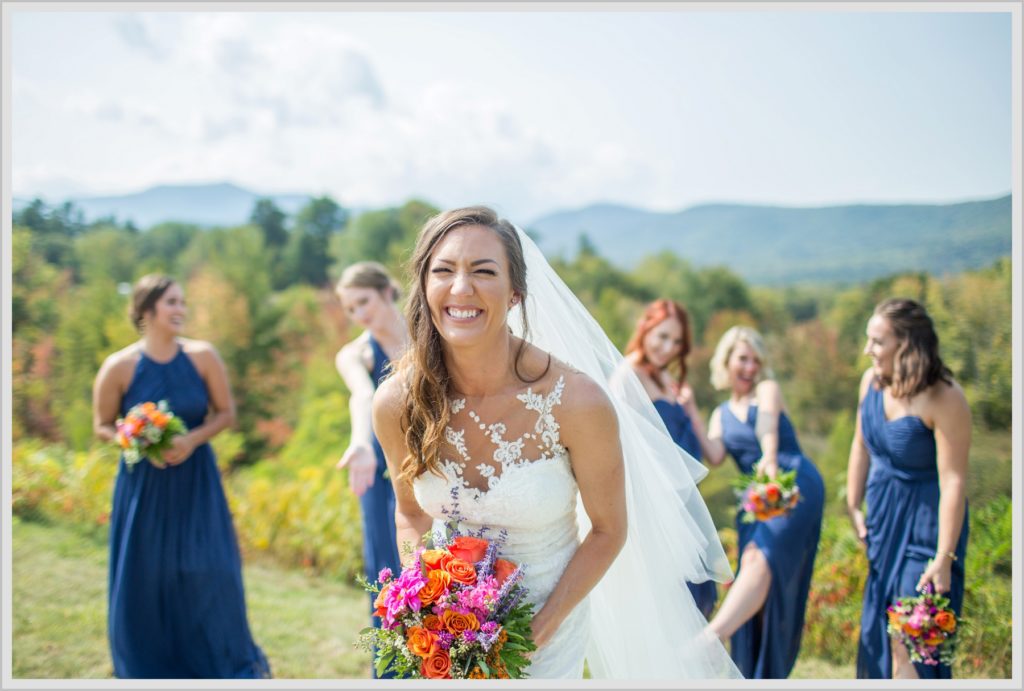 Dan and Amanda's Stone Mountain Arts Center Wedding Featured in Real Maine Weddings | bride and bridesmaids