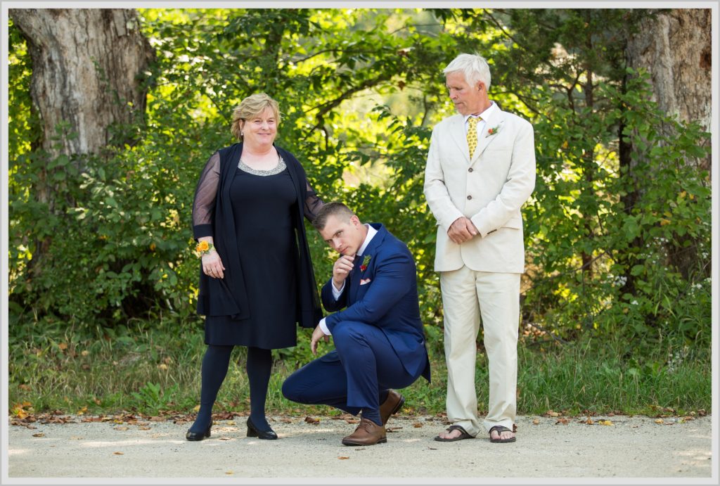 Dan and Amanda's Stone Mountain Arts Center Wedding Featured in Real Maine Weddings | groom and parents