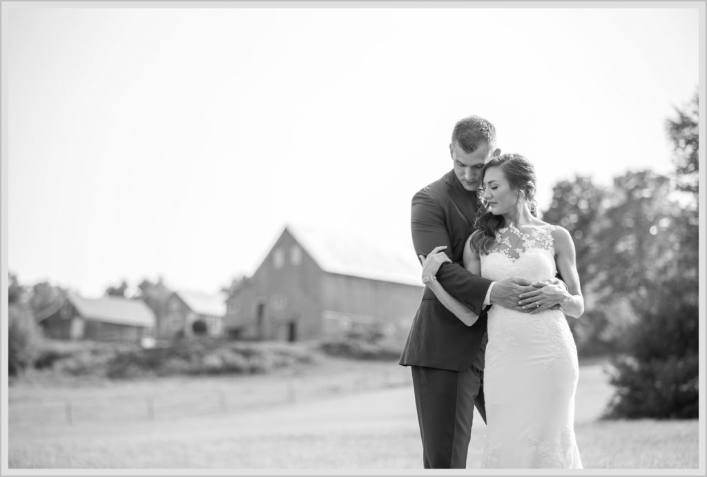 Dan and Amanda's Stone Mountain Arts Center Wedding Featured in Real Maine Weddings | bride and groom in black and white