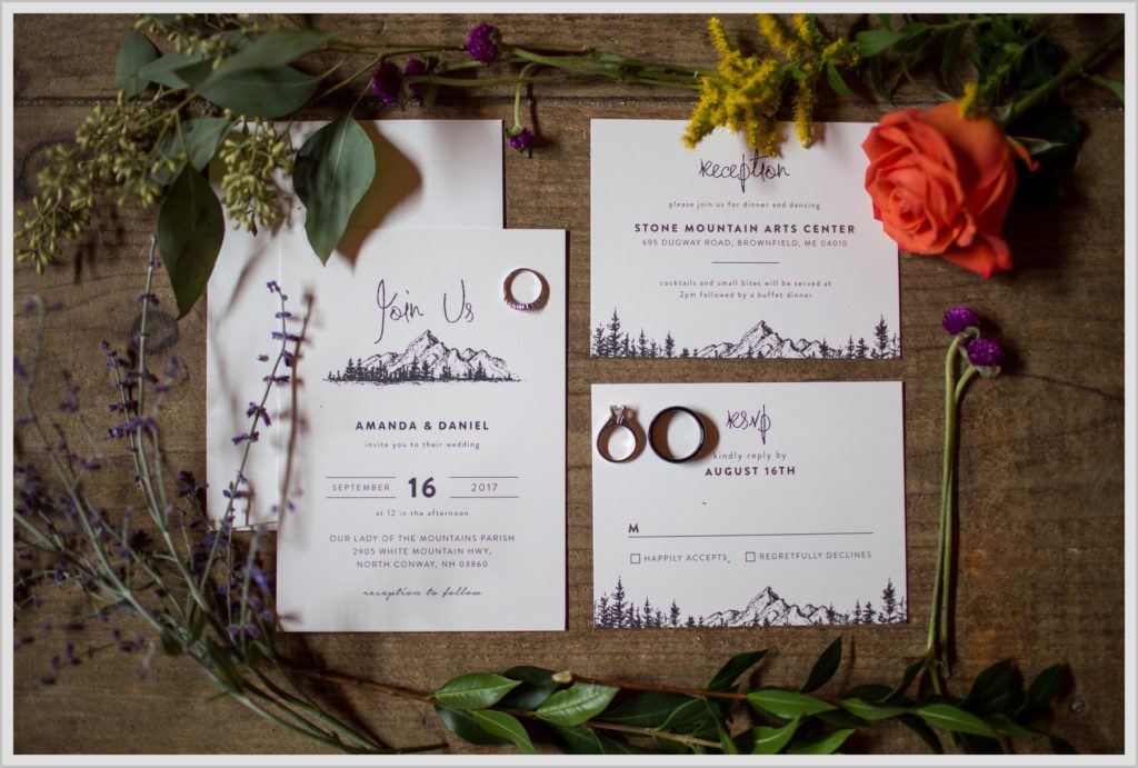 Dan and Amanda's Stone Mountain Arts Center Wedding Featured in Real Maine Weddings | invitations and rings