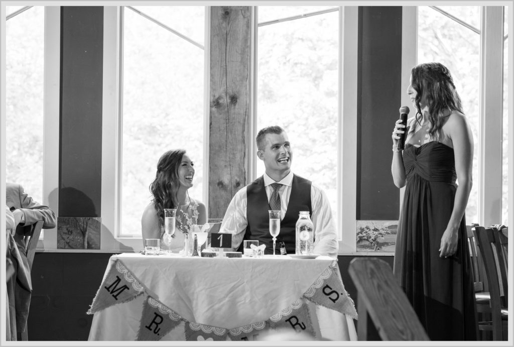 Dan and Amanda's Stone Mountain Arts Center Wedding Featured in Real Maine Weddings | speeches