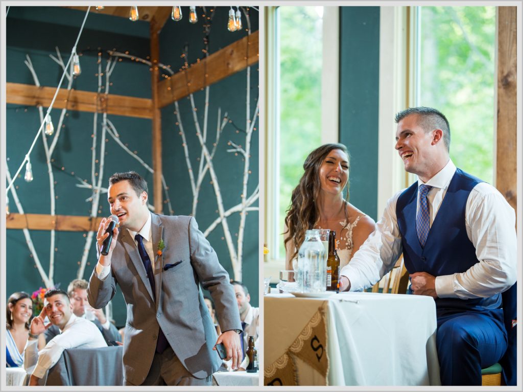 Dan and Amanda's Stone Mountain Arts Center Wedding Featured in Real Maine Weddings | speeches