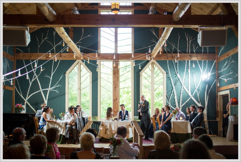 Dan and Amanda's Stone Mountain Arts Center Wedding Featured in Real Maine Weddings | speeches