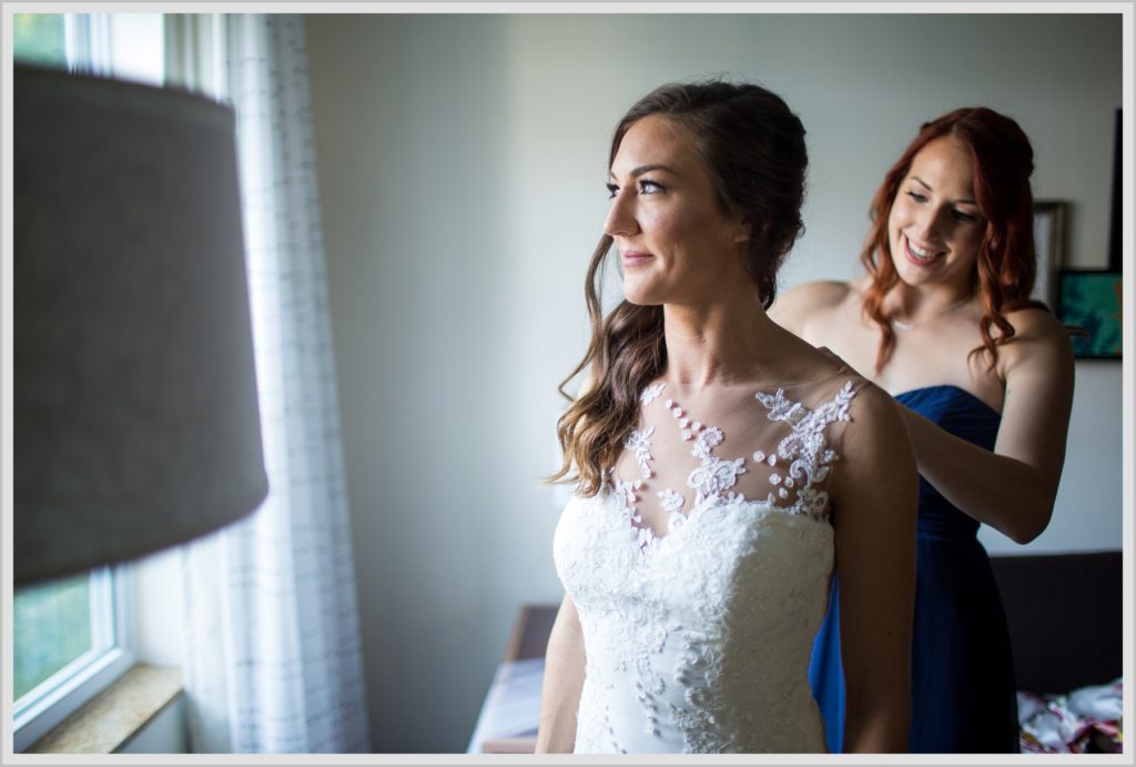 Dan and Amanda's Stone Mountain Arts Center Wedding Featured in Real Maine Weddings | Bride Getting ready