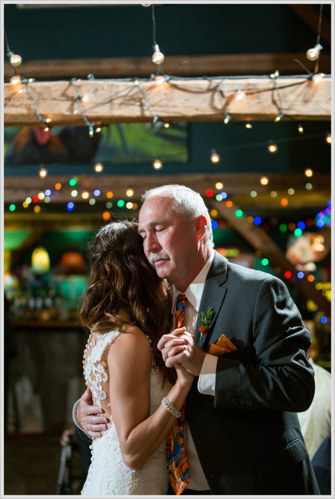 Dan and Amanda's Stone Mountain Arts Center Wedding Featured in Real Maine Weddings | bride dancing with father