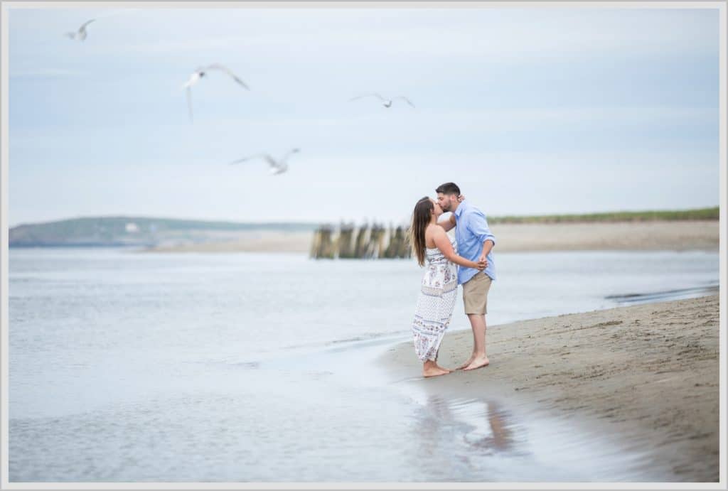 Katie and Eric's Coastal Maine Engagement session at Popham Beach