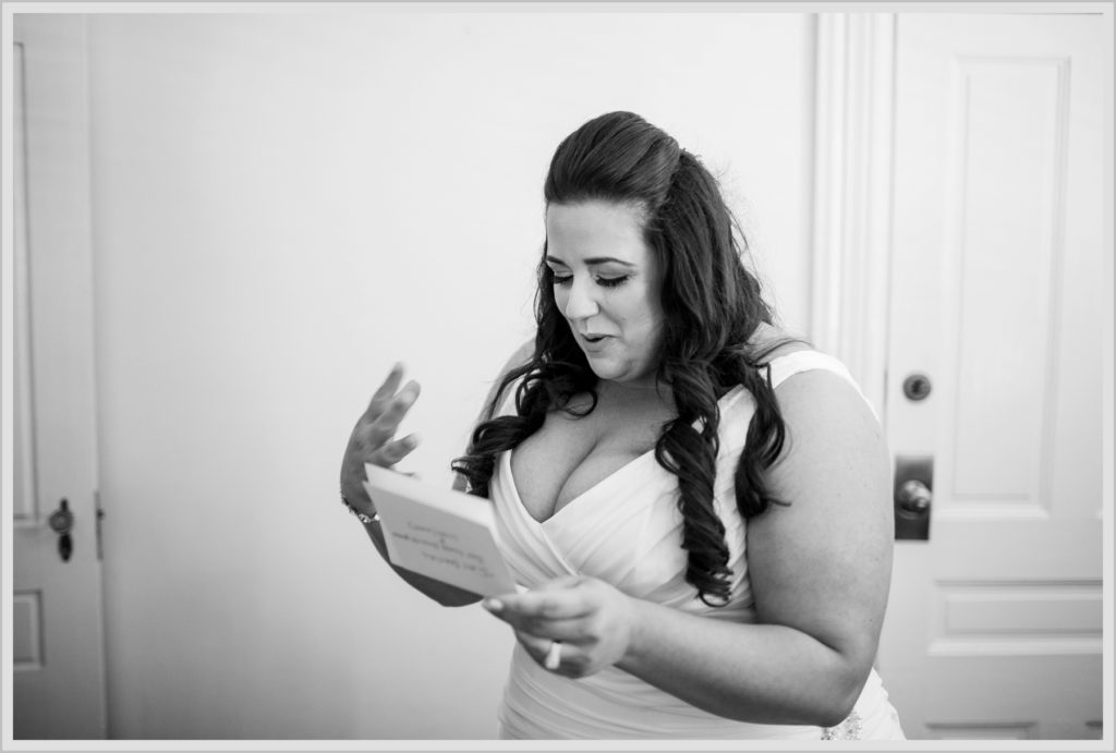 Sean and Nicole Married at York Harbor Inn | bride reading note