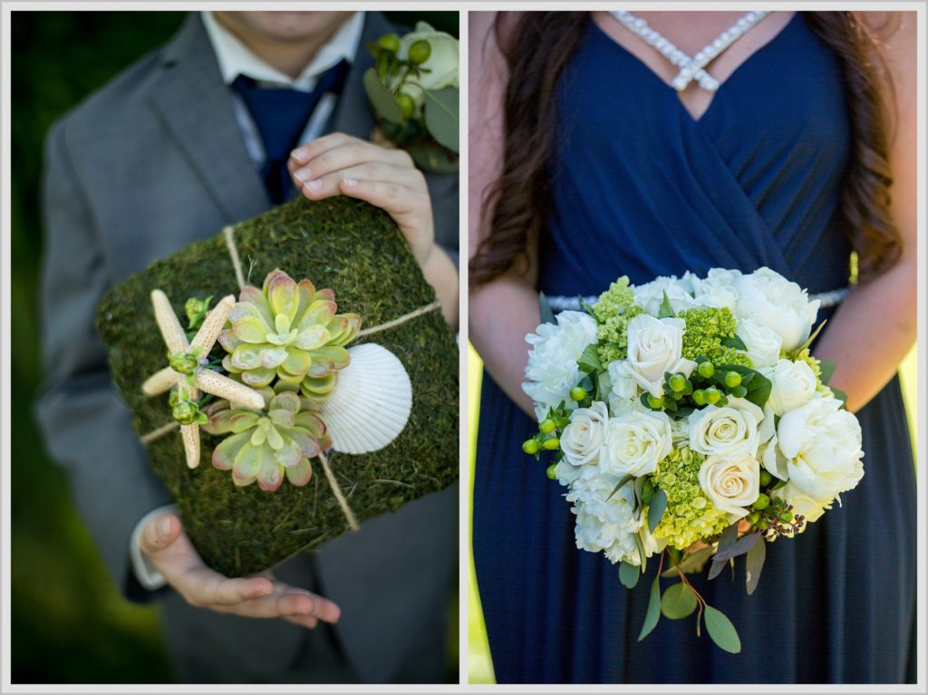 Sean and Nicole Married at York Harbor Inn | details, ring bearer and bridesmaid flowers