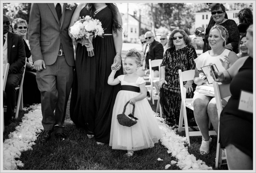 Sean and Nicole Married at York Harbor Inn | flower girl