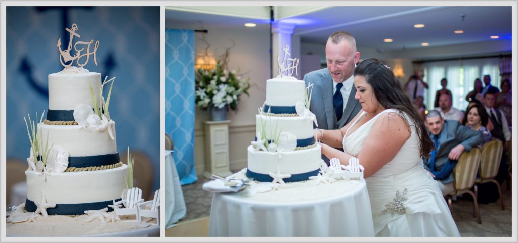 Sean and Nicole Married at York Harbor Inn | cutting the cake