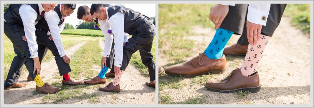 Ryan and Becca's New Hampshire Farm Wedding | Fancy socks