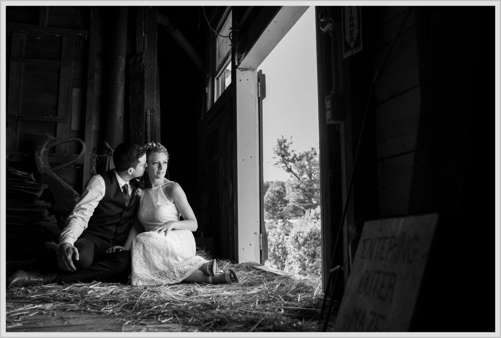 Ryan and Becca's New Hampshire Farm Wedding | Bride and groom in the barn