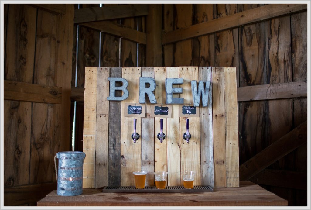 Ryan and Becca's New Hampshire Farm Wedding | Beer taps