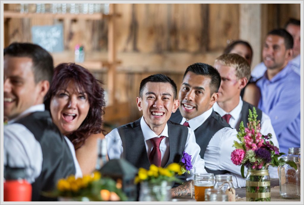 Ryan and Becca's New Hampshire Farm Wedding | guests during speeches