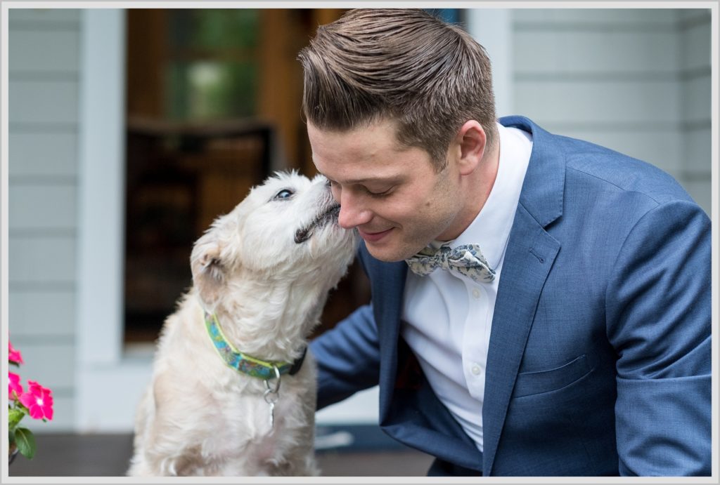 Brian + Tracy's Cliff House Wedding | doggy kisses