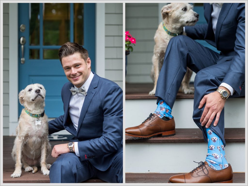 Brian + Tracy's Cliff House Wedding | Groom and pup