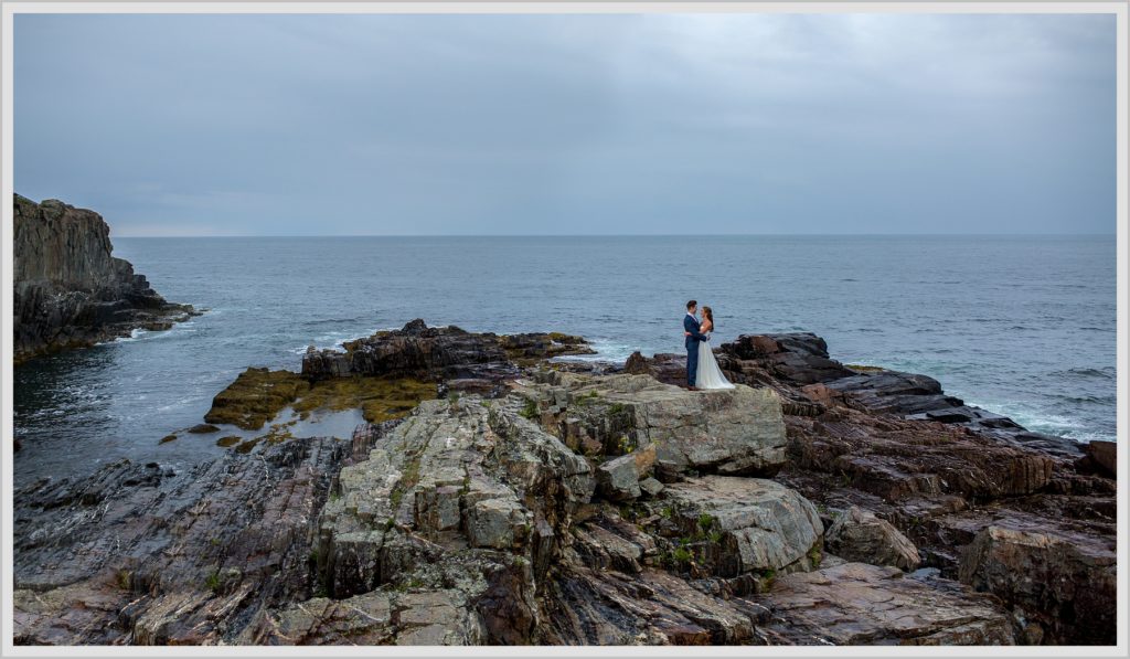 Brian + Tracy's Cliff House Wedding | bride and groom on rocks