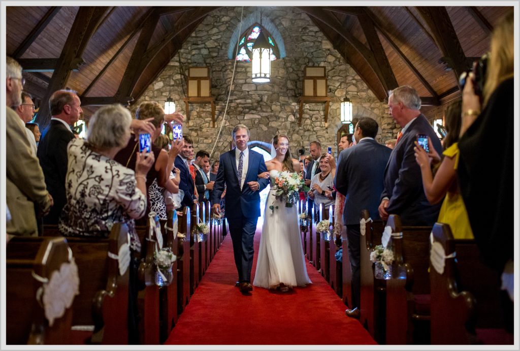 Brian + Tracy's Cliff House Wedding | Bride walking down the aisle with dad