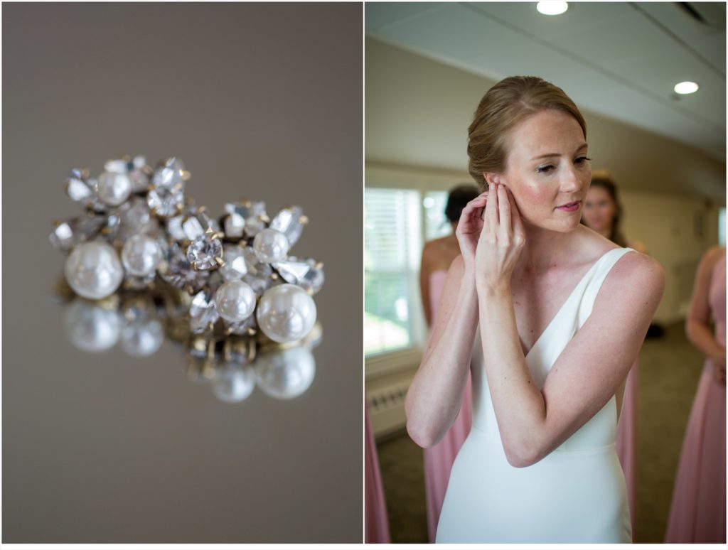 Brian + Liz’s Maine Wedding | Bride and Earrings