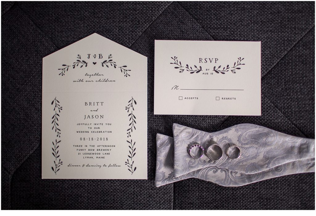 Britt and Jason Funky Bow Wedding | Rings and invitations