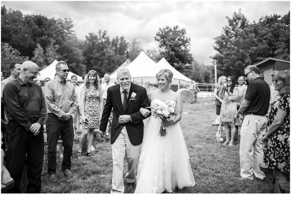 Britt and Jason Funky Bow Wedding | dad walking bride down the aisle