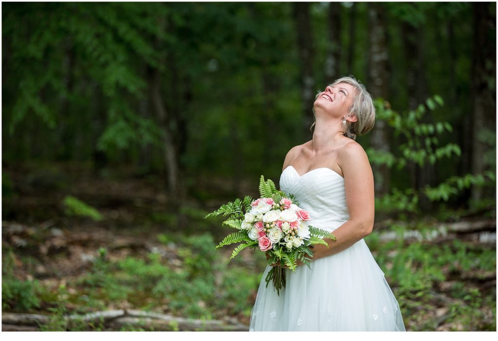 Britt and Jason Funky Bow Wedding | Bride Laughing