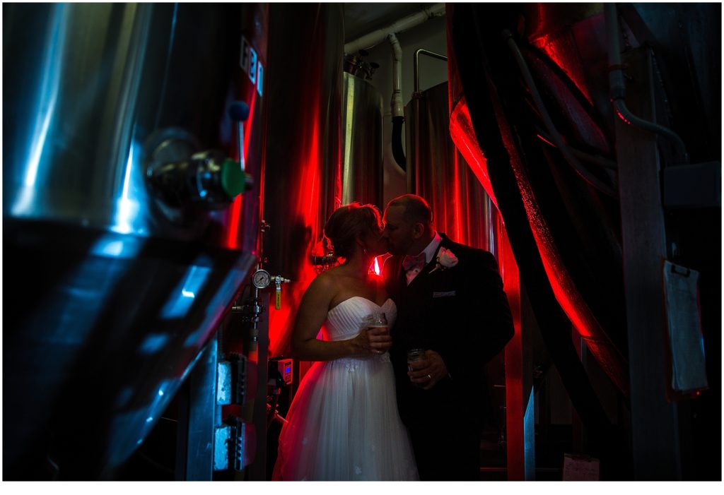 Britt and Jason Funky Bow Wedding | in Brewery